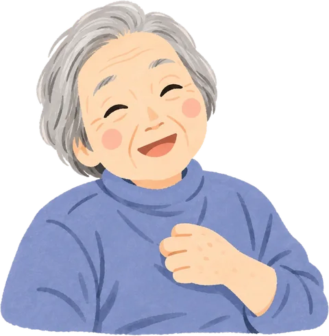 胸に手を当ててほほえむ女性のイラスト
